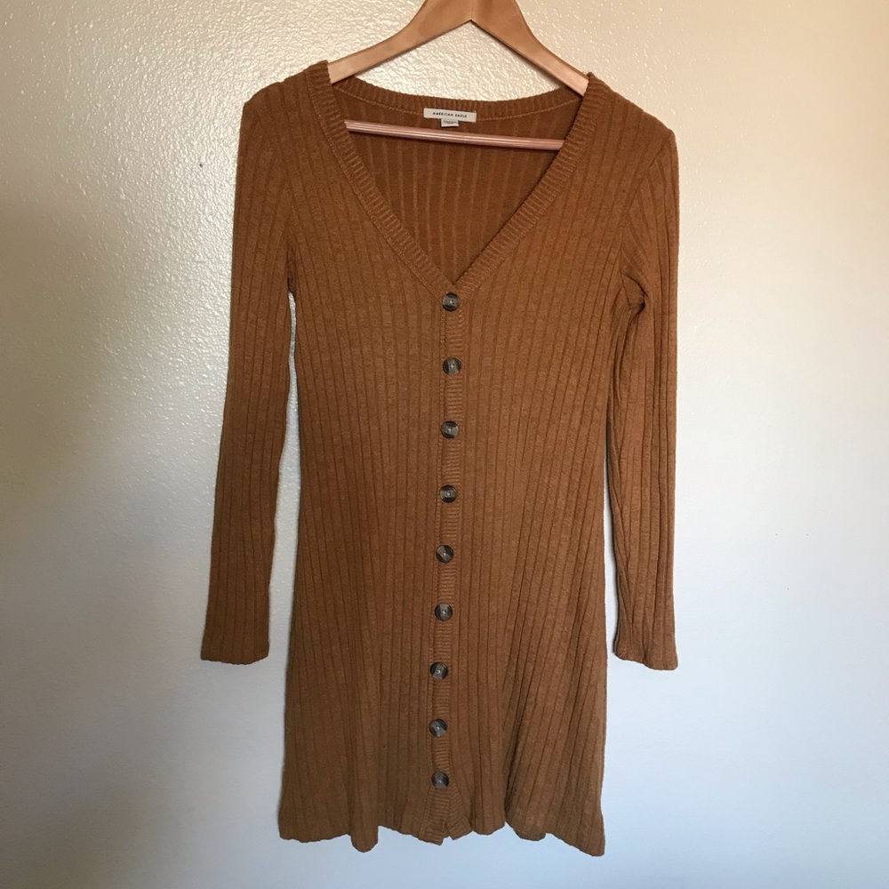 American Eagle Mustard Knit Mini Dress